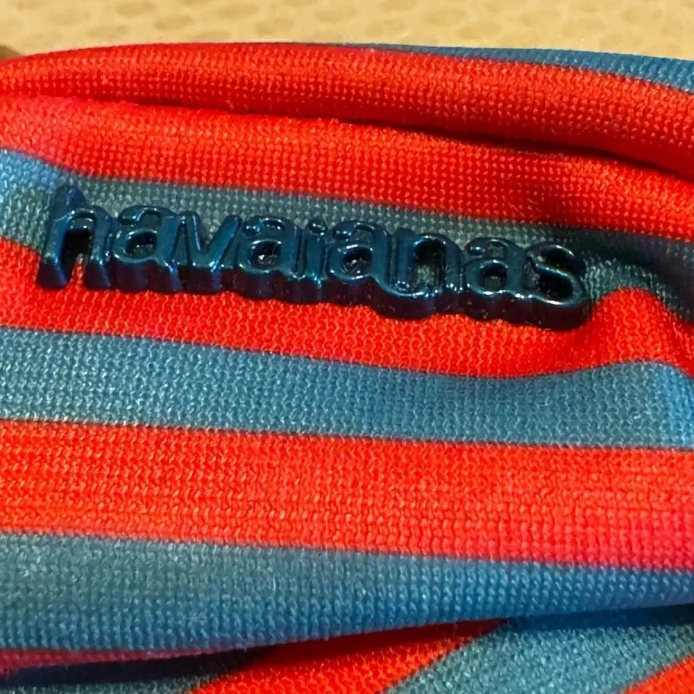 HAVAIANAS SIZE 10 TAN-MULTI STRIPE FLIP FLOP SANDALS Size 37/38 (6/7)